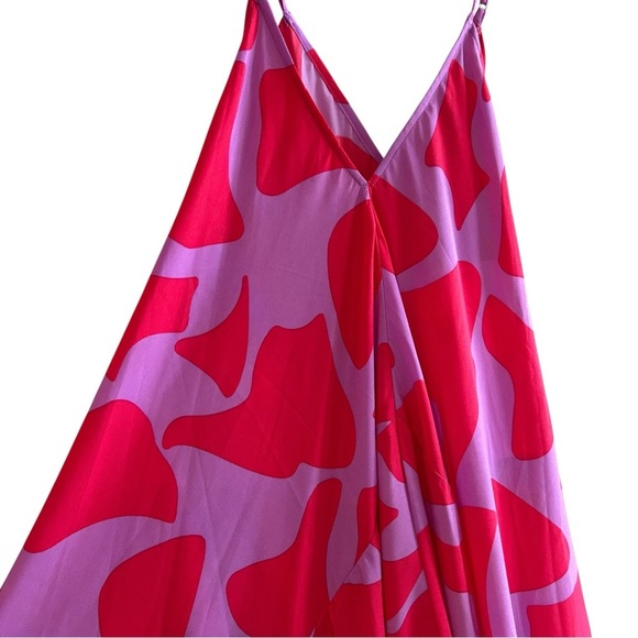 Easel Geo Print Sharkbite Woven Dress Sz S Asymmetrical Tie Waist Midi Dress - Picture 7 of 11